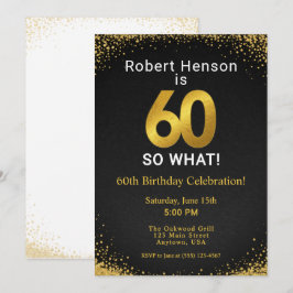 60 So What ブラック ゴールド 60歳の誕生日 招待状