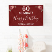 60 So what 赤い水彩の薔薇 60歳の誕生日 横断幕 (インサイチュ)