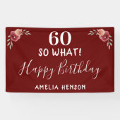 60 So what 赤い水彩の薔薇 60歳の誕生日 横断幕 (横)