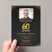 60 So What Black Gold 60th Birthday Photo アクリル招待状 (インサイチュ (ポータブル))