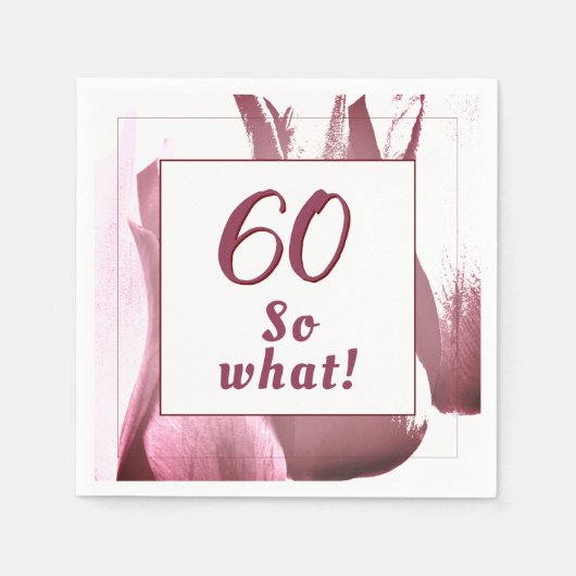 60 So What Burgundy Tulipフローラ60誕生日 スタンダードカクテルナプキン (正面)