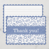 60 "Thank you!" Blue/White Number Pattern サンキューカード (正面/裏面)