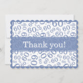 60 "Thank you!" Blue/White Number Pattern サンキューカード (正面)