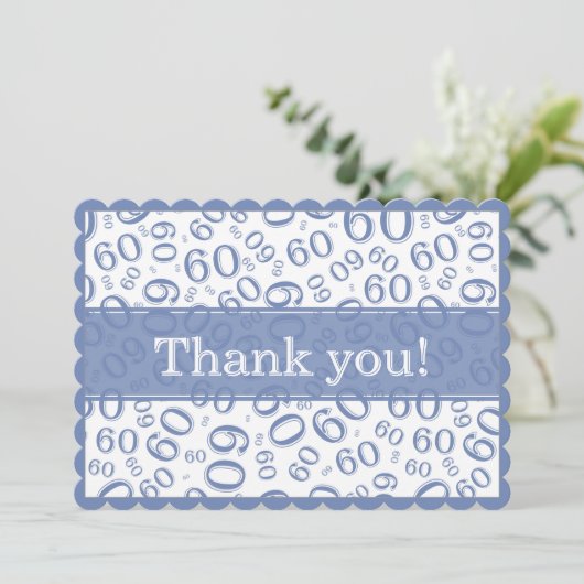 60 "Thank you!" Blue/White Number Pattern サンキューカード (スタンド正面)