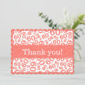 60 "Thank you!" Coral/White Number Pattern サンキューカード (スタンド正面)