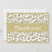 60 "Thank you!" Gold/White Number Pattern サンキューカード (正面)