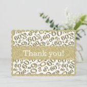 60 "Thank you!" Gold/White Number Pattern サンキューカード (スタンド正面)