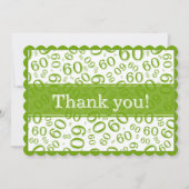 60 "Thank you!" Green/White Number Pattern サンキューカード (正面)