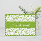60 "Thank you!" Green/White Number Pattern サンキューカード (スタンド正面)