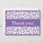 60 "Thank you!" Purple/White Number Pattern サンキューカード (正面)