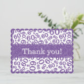 60 "Thank you!" Purple/White Number Pattern サンキューカード (スタンド正面)