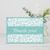 60 "Thank you!" Teal/White Number Pattern サンキューカード (スタンド正面)