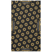 60"x104"トレードショーテーブルクロスのロゴ金ゴールドブラック テーブルクロス (正面)