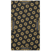 60"x104"トレードショーテーブルクロスのロゴ金ゴールドブラック テーブルクロス (正面)