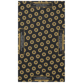 60"x104"トレードショーテーブルクロスのロゴ金ゴールドブラック テーブルクロス (正面)