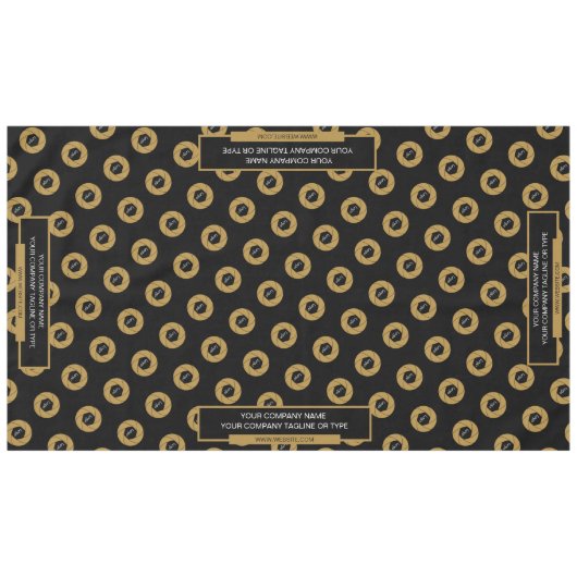 60"x104"トレードショーテーブルクロスのロゴ金ゴールドブラック テーブルクロス (正面(横))
