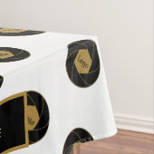 60"X84"トレードショーテーブルクロスのロゴ金ゴールドホワイト テーブルクロス (インサイチュ)