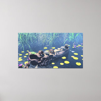 60" x 40" キャンバスアート「Turtles on a Log」イメージ付き キャンバスプリント
