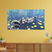 60" x 40" キャンバスアート「Turtles on a Log」イメージ付き キャンバスプリント (インサイチュ (リビング))