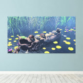 60" x 40" キャンバスアート「Turtles on a Log」イメージ付き キャンバスプリント (インサイチュ (ウッドフロア))