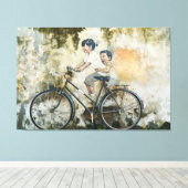 60" x 40" '自転車の子'キャンバスプリント キャンバスプリント (インサイチュ (ウッドフロア))