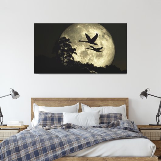 60 x 40 Canvas Art with "Swans in the Moon" image キャンバスプリント (インサイチュ (寝室))