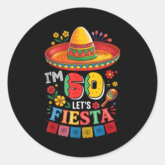 60 years old let's fiesta 60th birthday mexico 5 ラウンドシール (正面)
