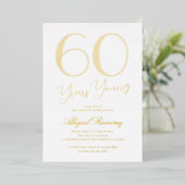 60 Years Young Birthday Party White & Gold Luxury 箔招待状 (立ち正面)