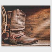 60lbラッピング紙転がカウボーイブーツバーンウッドRu ラッピングペーパー (フラット)