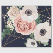 60lbラッピング紙転がジオメトリックガーデンネイビーブルー ラッピングペーパー (フラット)