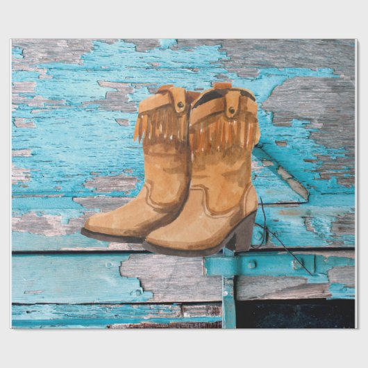 60lbラッピング紙転がブルーウッドバーンドアブーツ ラッピングペーパー (フラット)