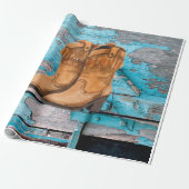 60lbラッピング紙転がブルーウッドバーンドアブーツ ラッピングペーパー (アンロールド)