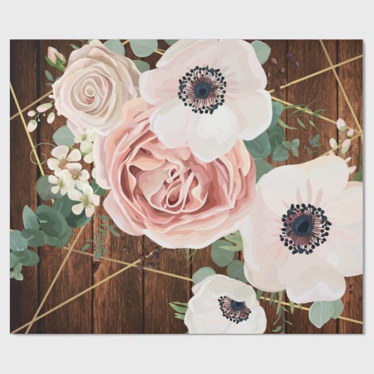 60lbラッピング紙転が幾何ガーデンバラ ラッピングペーパー (フラット)