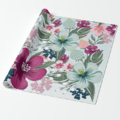 60lbラッピング紙転が熱帯の花(青) ラッピングペーパー (アンロールド)