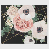 60lb包装紙ロール幾何学的な庭の黒 ラッピングペーパー (フラット)