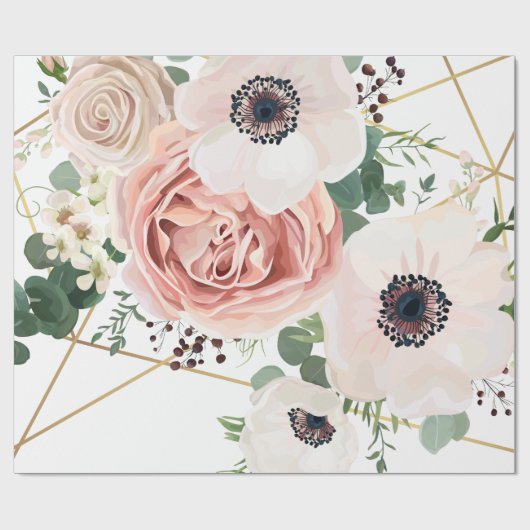 60lb包装紙ロール幾何学的な庭は上がりました ラッピングペーパー (フラット)