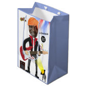 60Mens 🎸🤣ロックスター誕生日ギターファンキーおもしろい ミディアムペーパーバッグ (正面アングル)