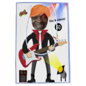 60Mens 🎸🤣ロックスター誕生日ギターファンキーおもしろい ミディアムペーパーバッグ (正面)