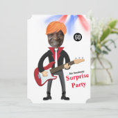 60Mens 🎸🤣ロックスター誕生日ギターファンキーおもしろい 招待状 (スタンド正面)