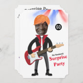 60Mens 🎸🤣ロックスター誕生日ギターファンキーおもしろい 招待状 (正面/裏面)