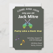 60Mens 🎸🤣ロックスター誕生日ギターファンキーおもしろい 招待状 (裏面)