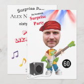 60Mens 🎸🤣ロックスター誕生日ギターファンキーおもしろい 招待状 (正面/裏面)