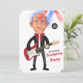 60Mens 🎸🤣ロックスター誕生日ギターファンキーおもしろい 招待状 (スタンド正面)