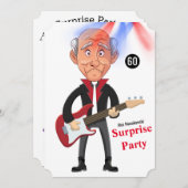 60Mens 🎸🤣ロックスター誕生日ギターファンキーおもしろい 招待状 (正面/裏面)
