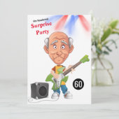 60Mens 🎸🤣ロックスター誕生日ギターファンキーおもしろい 招待状 (スタンド正面)