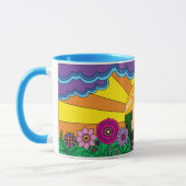 60sカラフルフラワーチャイルドヒッピー誕生日写真 マグカップ (左)