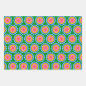 60sカラフル明モダン花マンダラパターン ラッピングペーパーシート (正面2)