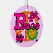 60sスタイルの平和Tシャツおよびギフト セラミックオーナメント (右)