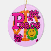 60sスタイルの平和Tシャツおよびギフト セラミックオーナメント (左)