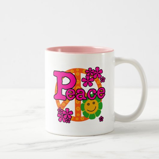 60sスタイルの平和Tシャツおよびギフト ツートーンマグカップ (右)